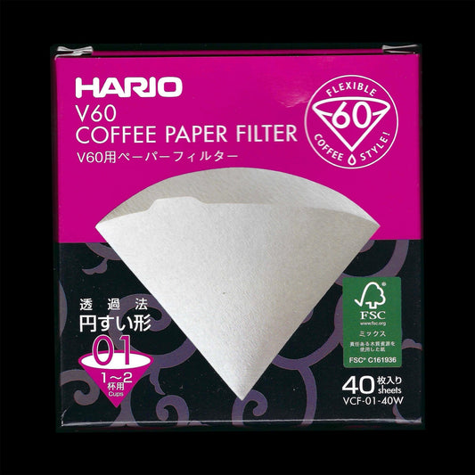 HARIO V60 FILTER PAPERS | SIZE 01 | WHITE (40 PACK) - NINTH COFFEE ROASTERS