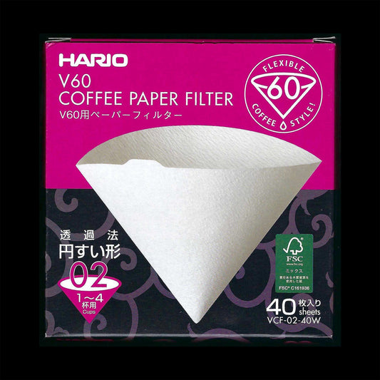 HARIO V60 FILTER PAPERS | SIZE 02 | WHITE (40 PACK) - NINTH COFFEE ROASTERS